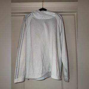 adidas White Crewneck Sweater with Subtle Stripe Sleeves